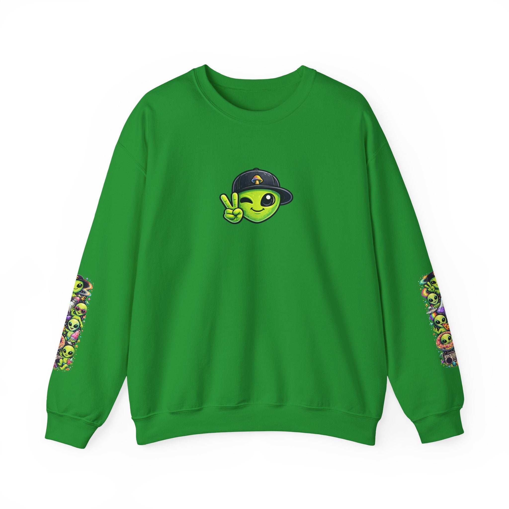 Harm Reduction Alien Crewneck Sweatshirt — "Look After Your Mates" Graphic