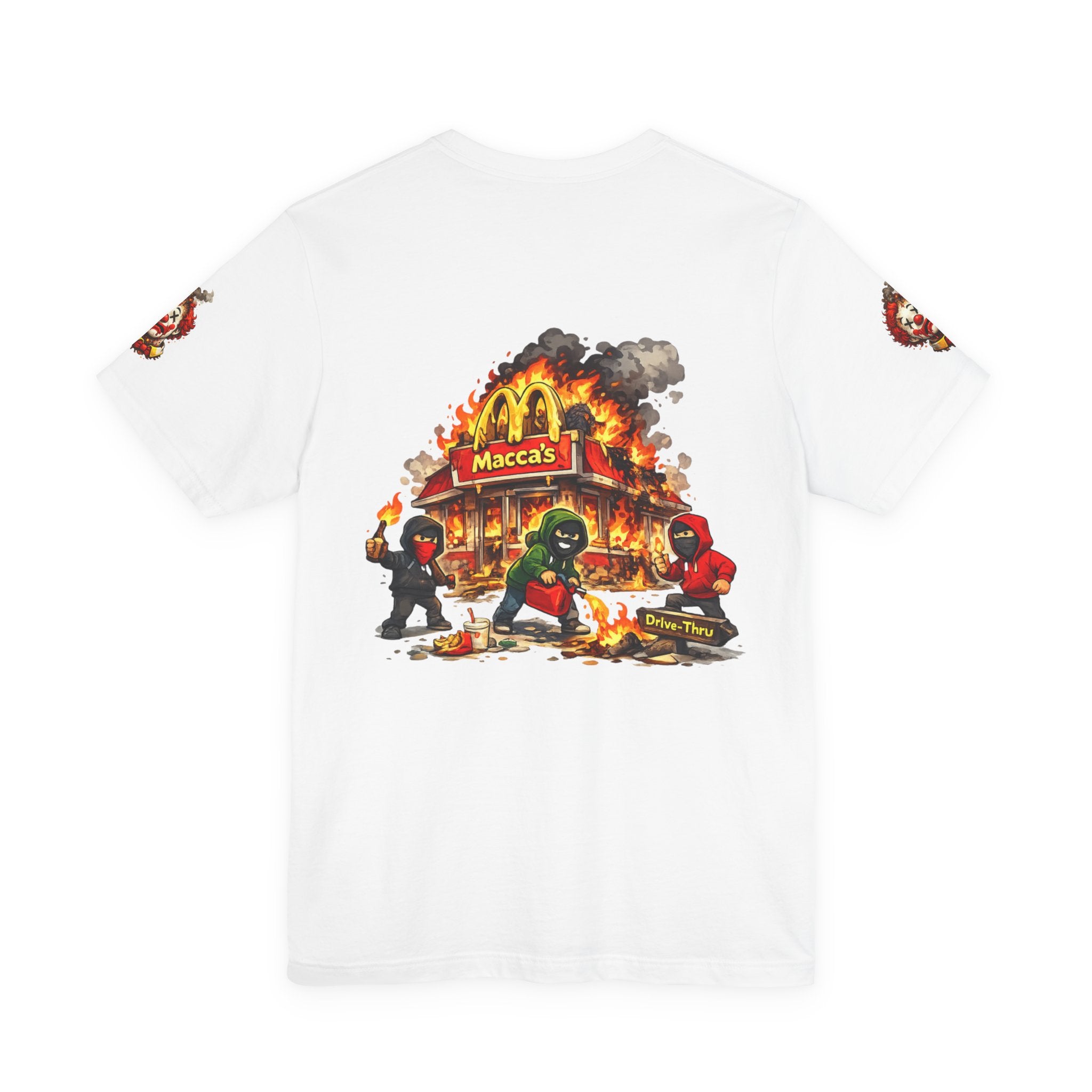 Burning Macca’s Tee — ‘Harm Reduction’ Protest Graphic T‑Shirt