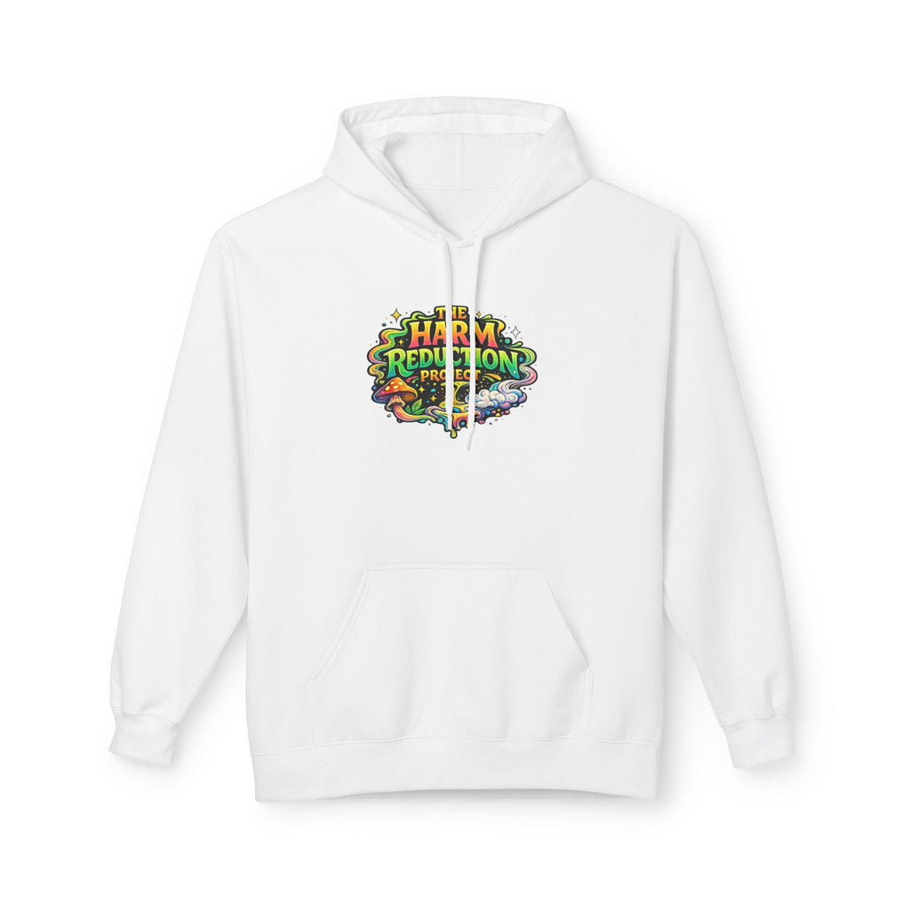 Harm Reduction Psychedelic Hoodie — Colorful Brain & All-Seeing Eye Design