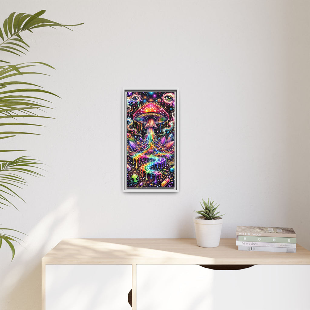 Psychedelic Mushroom Rainbow Canvas (Framed Matte)
