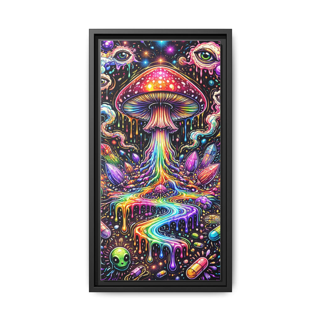 Psychedelic Mushroom Rainbow Canvas (Framed Matte)