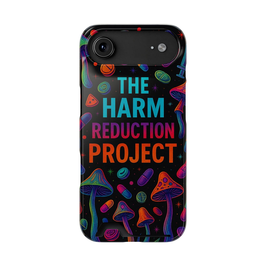 Phone Case with Card Holder — "The Harm Reduction Project" Psychedelic Mushroom & Pills Design