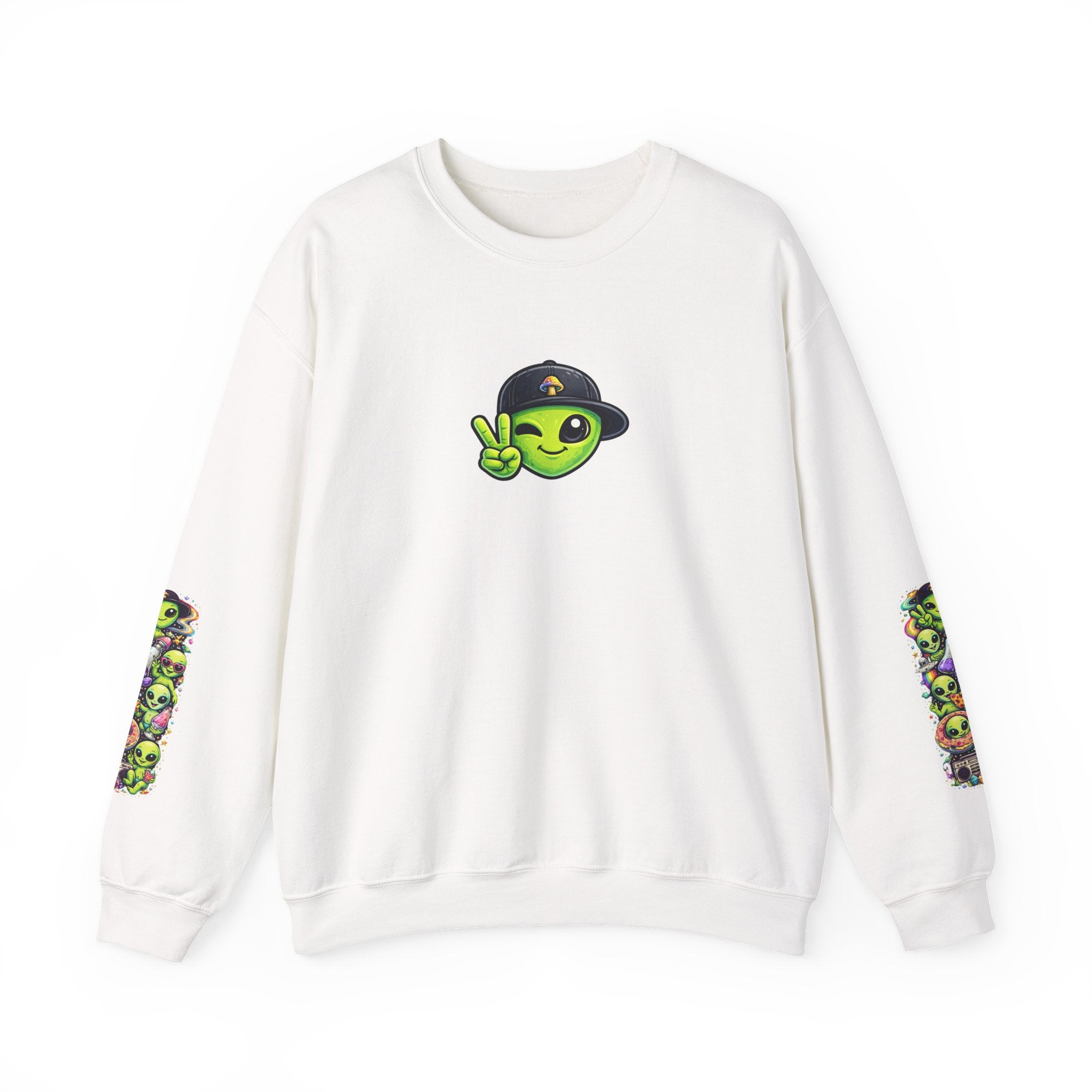 Harm Reduction Alien Crewneck Sweatshirt — "Look After Your Mates" Graphic